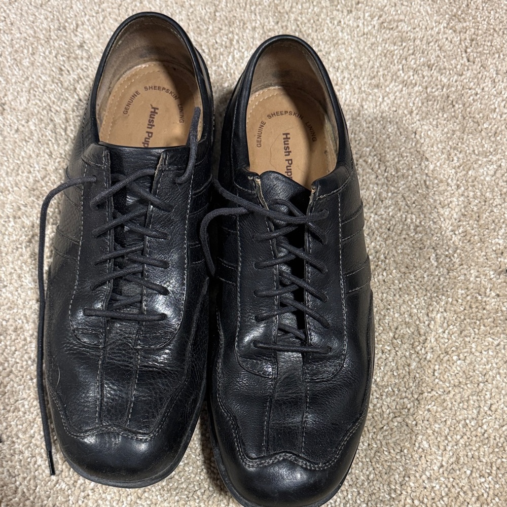 Hush Puppies Men's Black Leather Oxfords